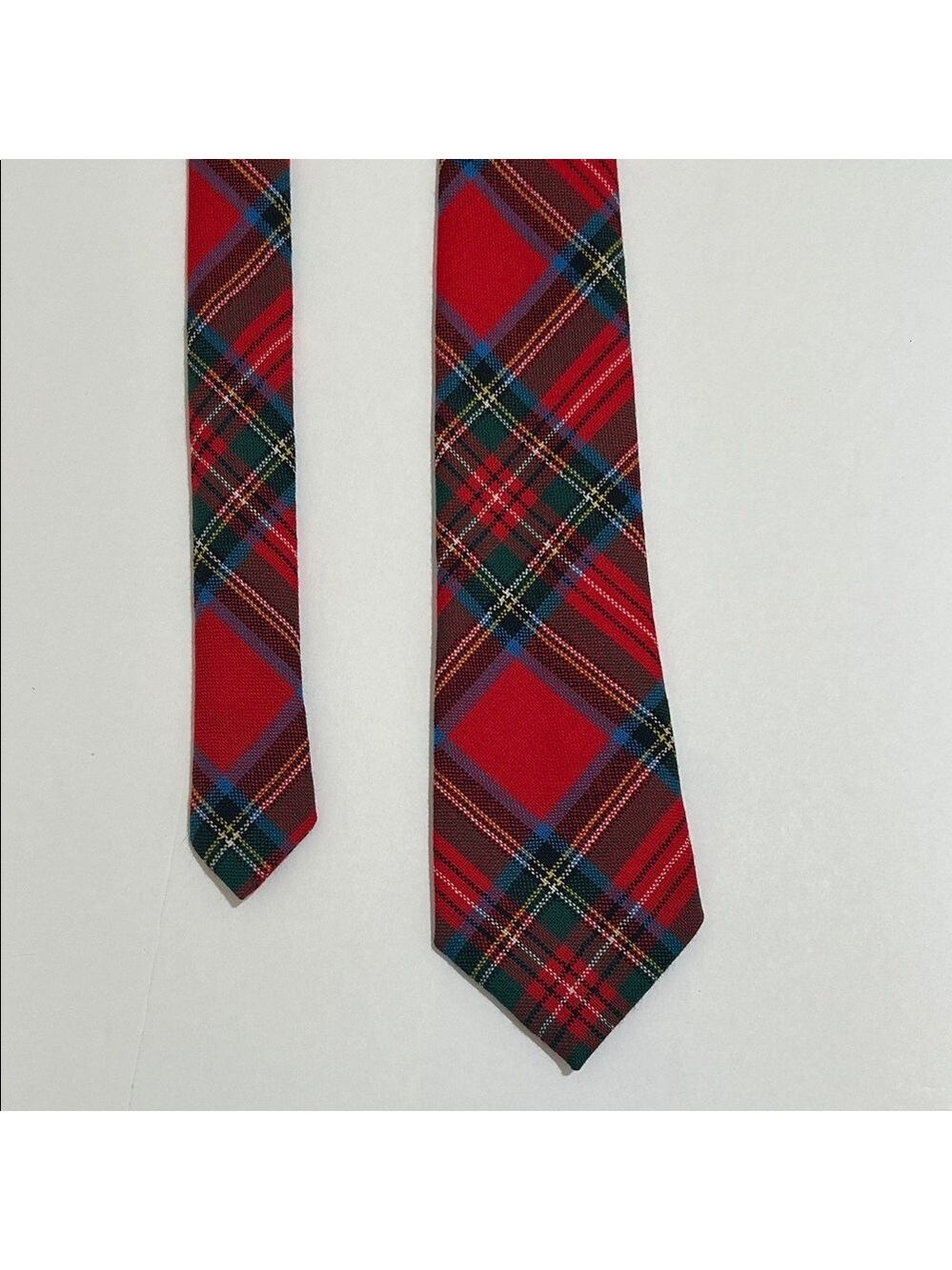 Stewart Royal tartan 100% wool Classic Red Plaid Tie. Made in Scotland.